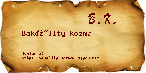 Bakálity Kozma névjegykártya